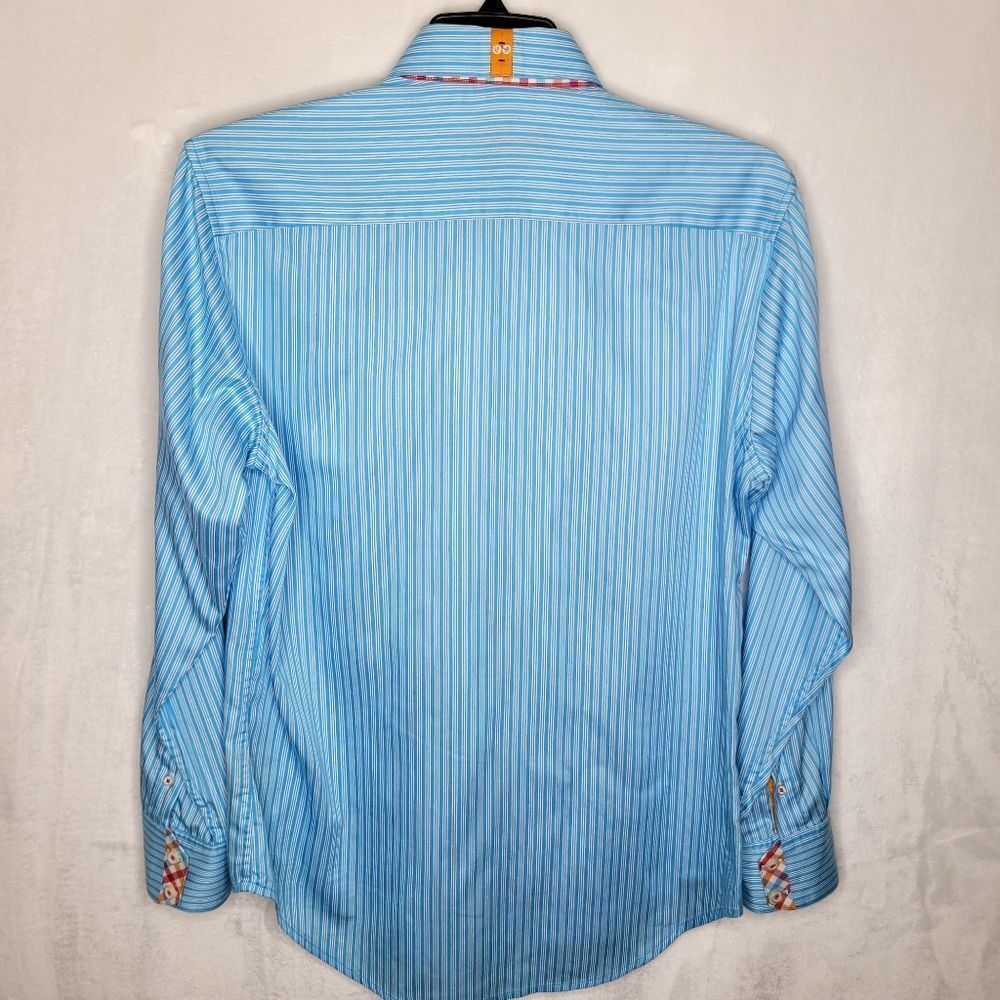 Robert Graham X Collection Striped Flip Cuff Button Down Shirt Size Medium - Picture 9 of 13